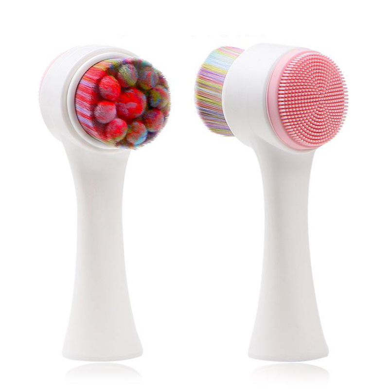 Double Side Silicone Facial Cleanser Brush Portable Size 3d Face Cleaning Vibration Massage Face