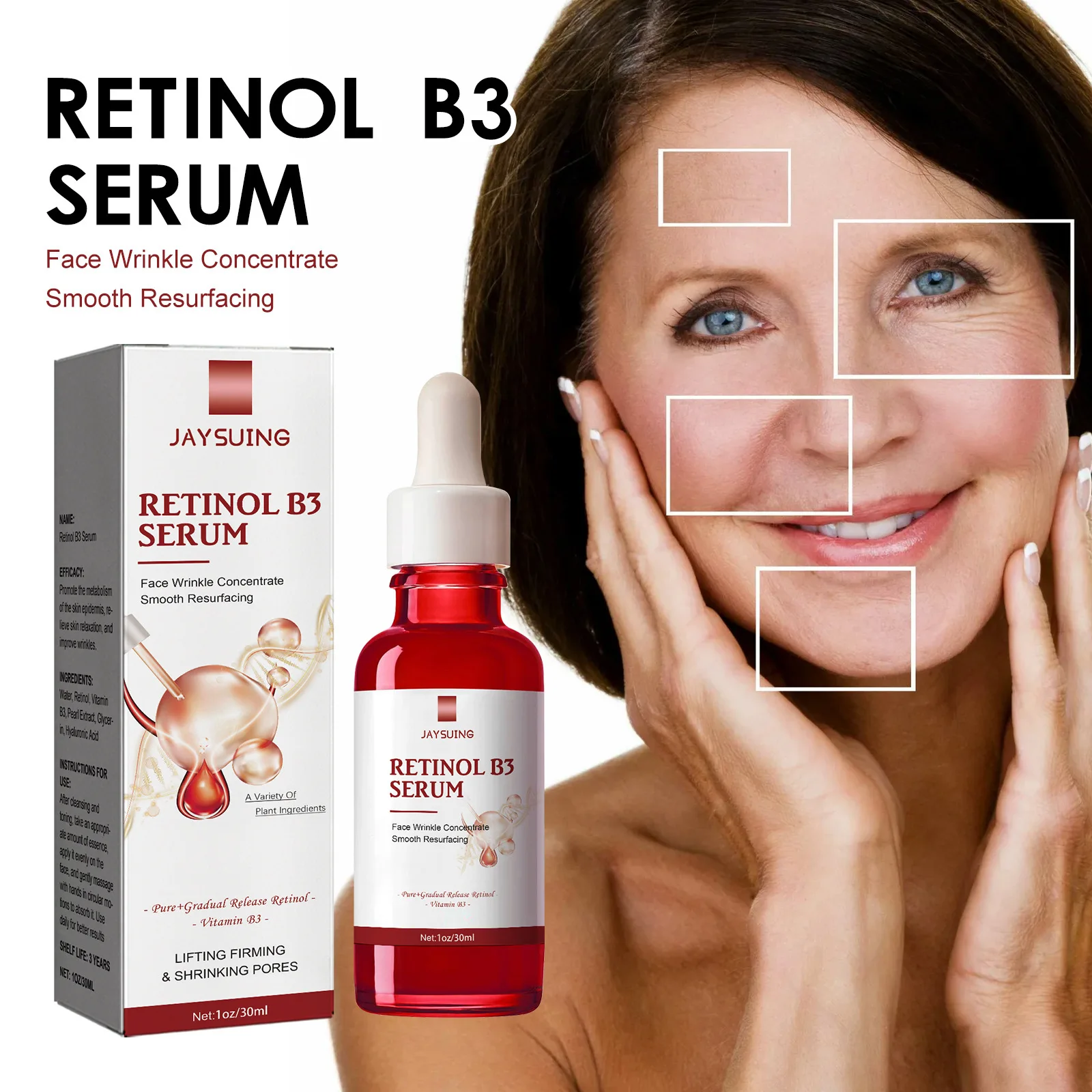 Retinol Wrinkle Remover Face Serum Instant Firming Lifting Anti-Aging Liquid Fade Fine Lines Whitening Korean Skin Care Products