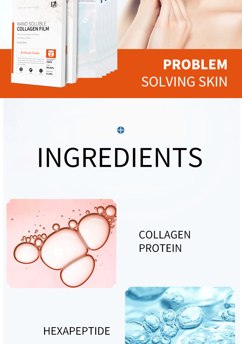 Nano Hydrolyzed Collagen Protein Film Mask Face Serum Spray Set Wrinkle Repair Soluble Face Filler Brightening Skin Care Set