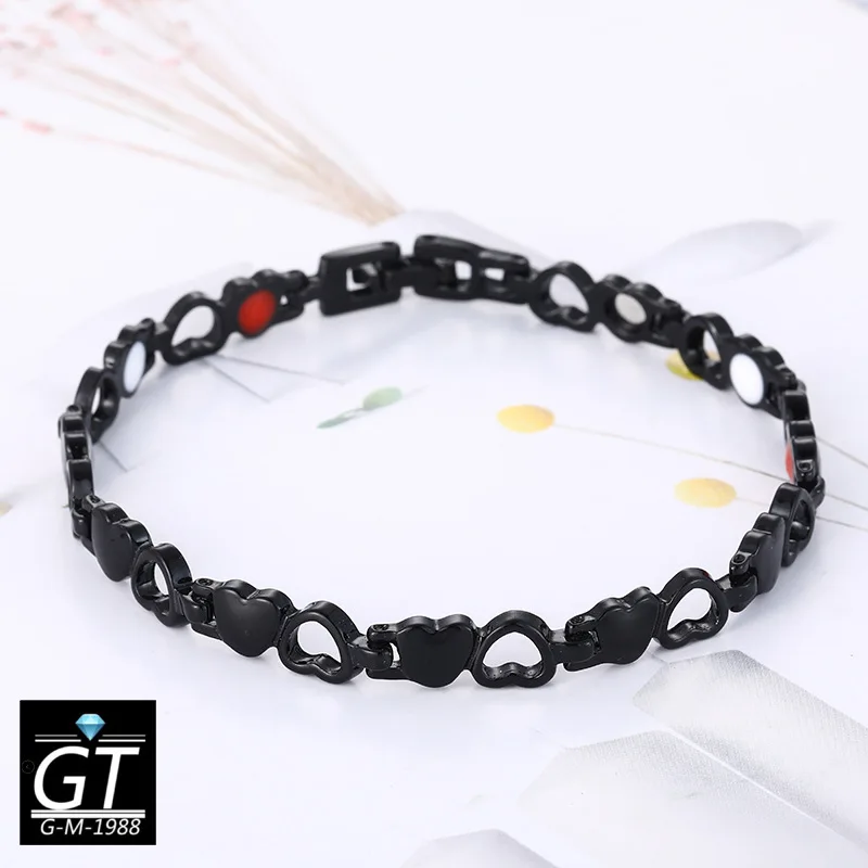 Healthy Magnetic Slimming Bracelet Fashionable Jewelry for Woman Man Weight Loss Bracelet Link Heart Shape Steel Chain Bracelet