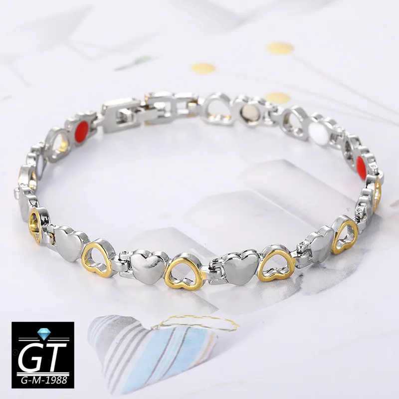 Healthy Magnetic Slimming Bracelet Fashionable Jewelry for Woman Man Weight Loss Bracelet Link Heart Shape Steel Chain Bracelet