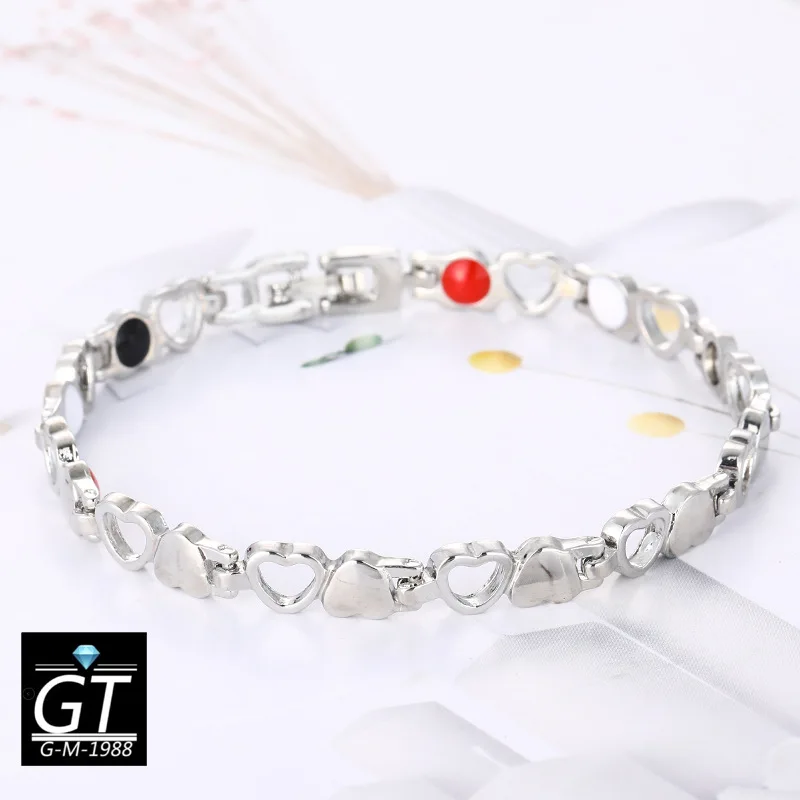 Healthy Magnetic Slimming Bracelet Fashionable Jewelry for Woman Man Weight Loss Bracelet Link Heart Shape Steel Chain Bracelet