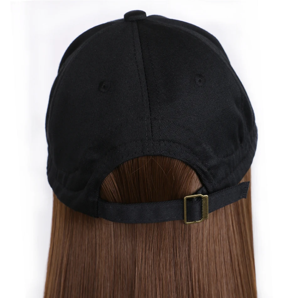 TMT Hat Wig Synthetic Long Straight Hair Body Wave Baseball Cap Wigs for Women Ombre Blond Brown Cap with Hair Wig