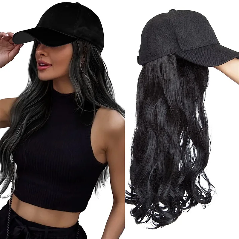 Wig female cap long hair big waves one fashionable hat wig synthetic fiber high temperature silk head cover