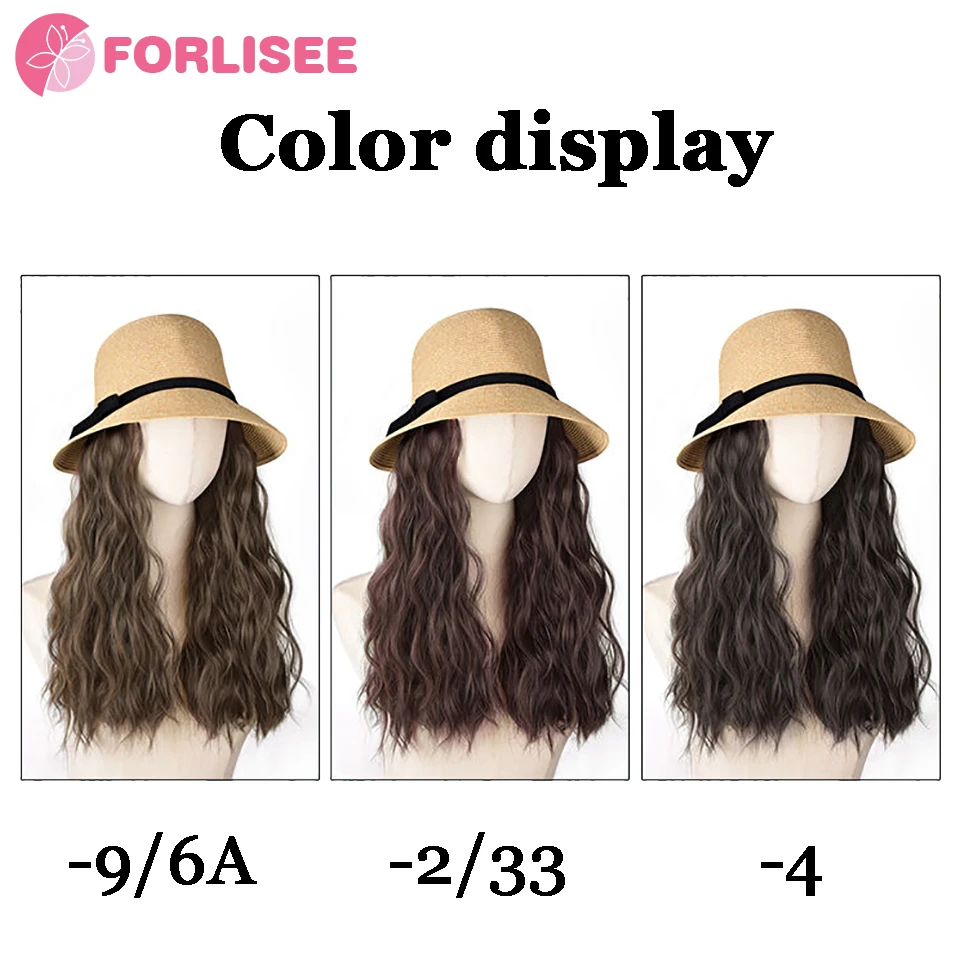 FORLISEE Hat Wig Integrated Female Long Hair 2024 New Summer Thin Sunshade Braided Fisherman Hat Wig