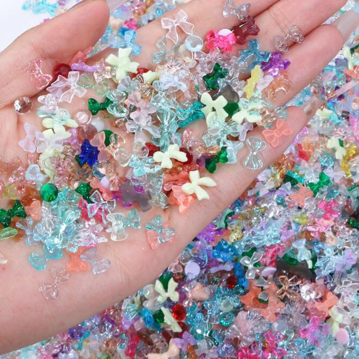 500-600pcs Bow Flower Nail Art Resin Decorations Mix Shapes Nail Charms Press on Manicure Supplies Jewelry Kawaii Accessories *&