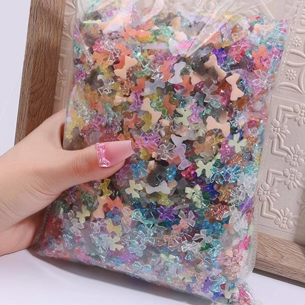 500-600pcs Bow Flower Nail Art Resin Decorations Mix Shapes Nail Charms Press on Manicure Supplies Jewelry Kawaii Accessories *&