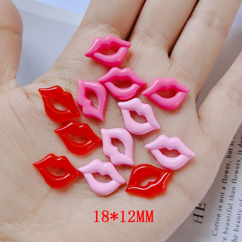 10pcs 3D Kawaii Nail Art Charms Lips Design Nail Parts Random Color Mixed DIY Jewelry Accessories Manicure Decorations Supplies