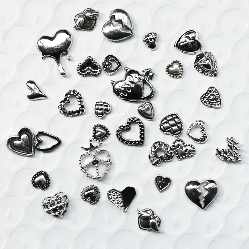 50pcs Retro Japanese Nail Charms Parts Mixed Styles Heart Bow Accessories Nail Tips Material Supplies DIY Nail art Decorations