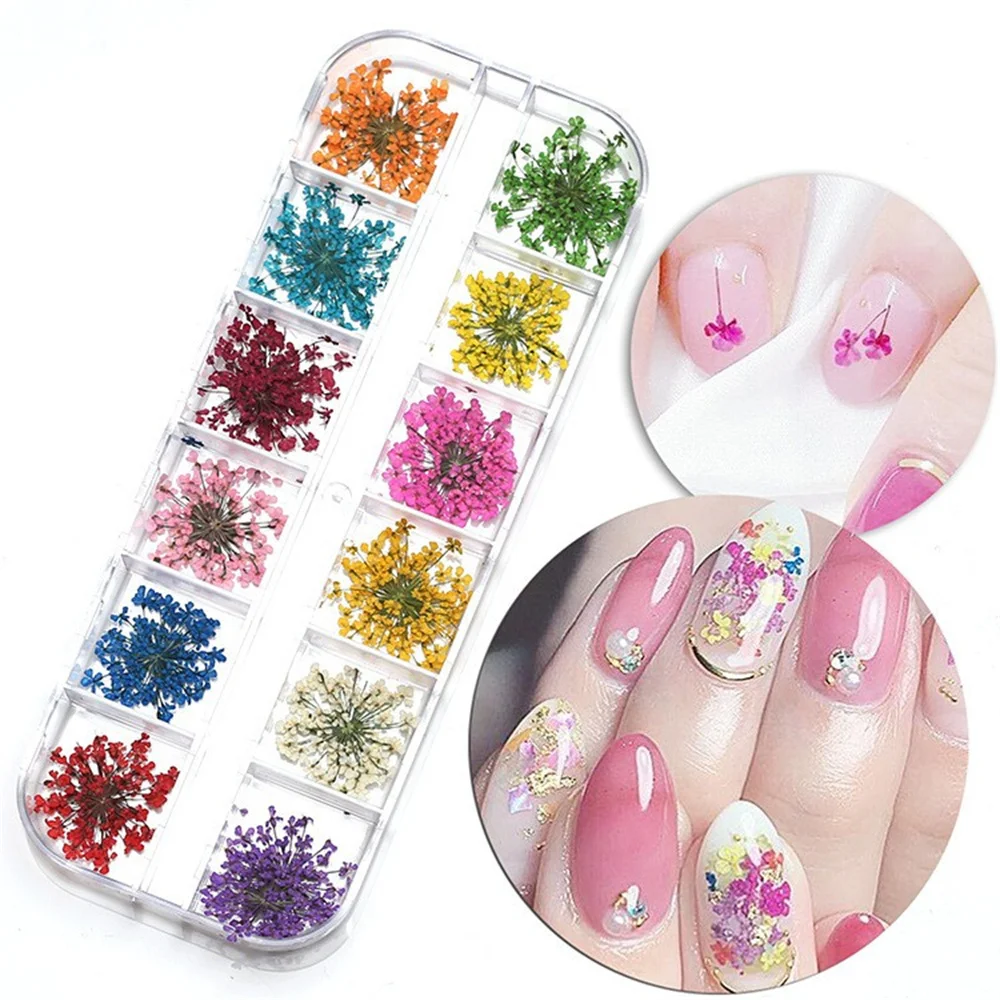 Flower Nail Art Decoration Real Mini Dried Blossom Stickers Natural Floral Charms Designs Manicure Nails Accessories