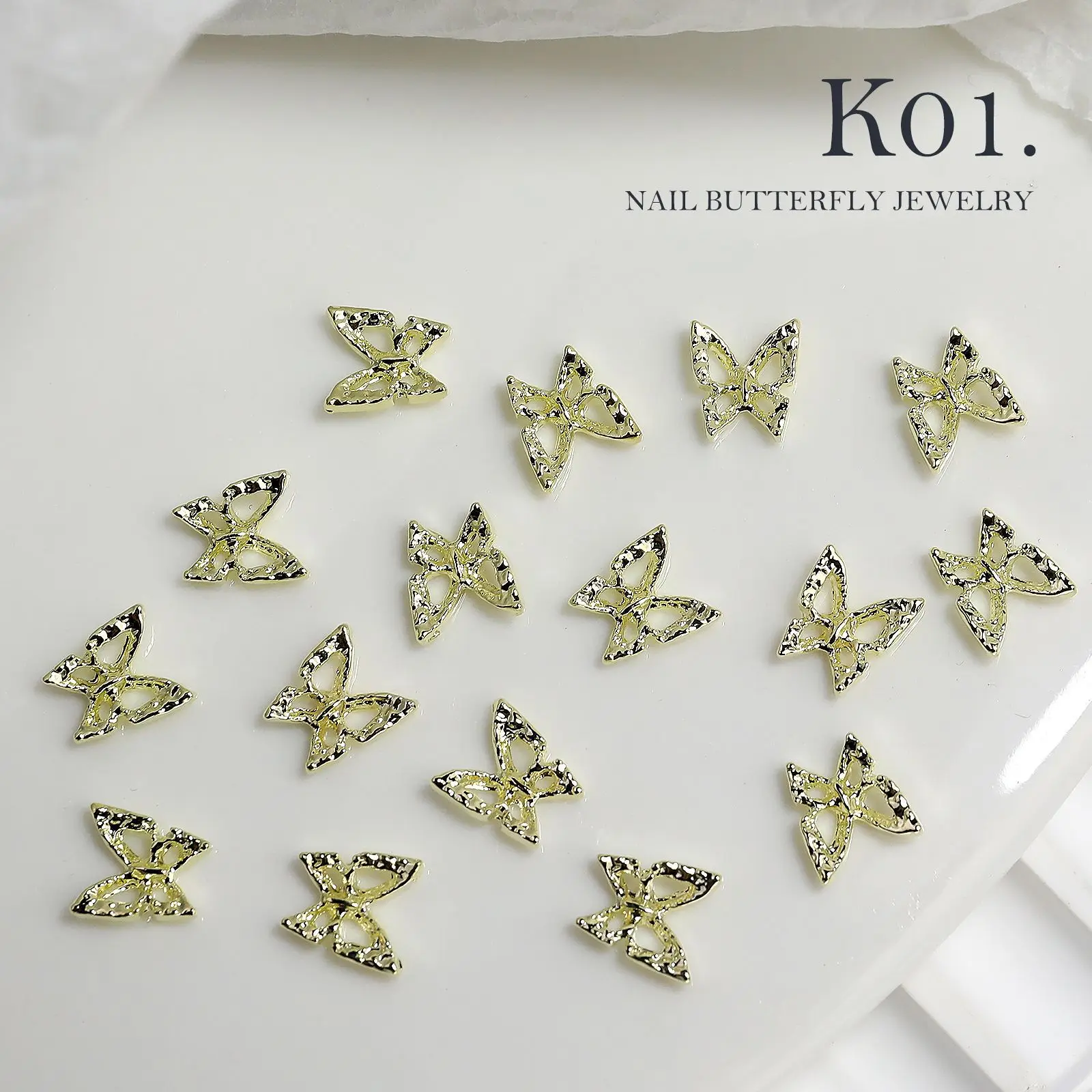 50/20/10pcs Silver Gold Alloy Butterfly Shape Nail Art Rhinestone Metal Fairy Butterfly Nail Charm Gems For 3D Nail Decoration