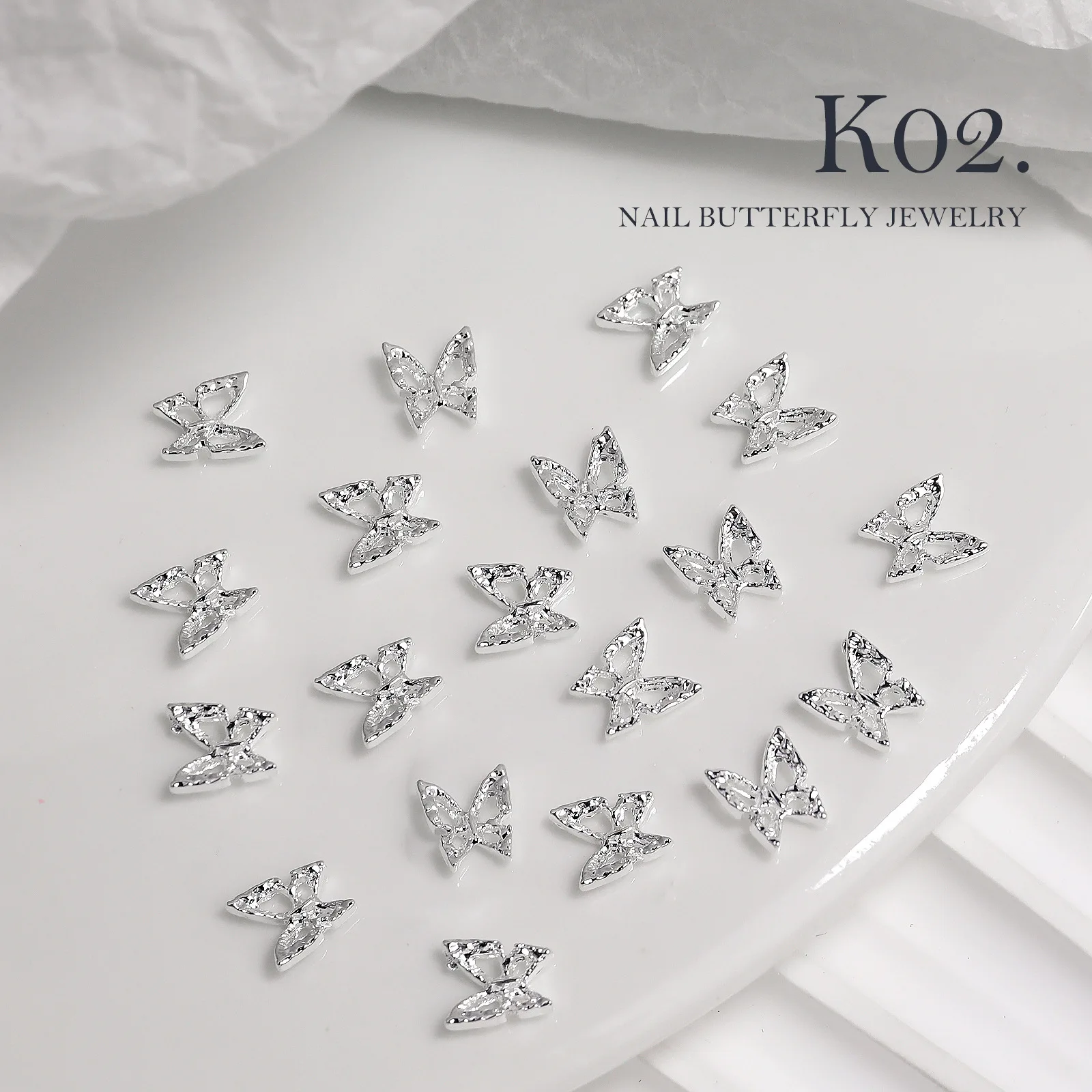 50/20/10pcs Silver Gold Alloy Butterfly Shape Nail Art Rhinestone Metal Fairy Butterfly Nail Charm Gems For 3D Nail Decoration