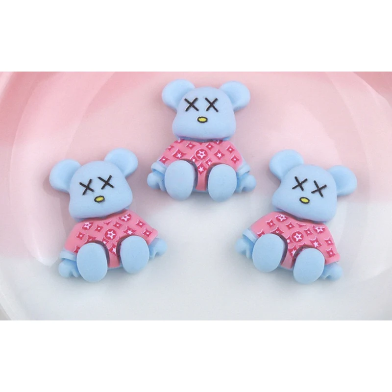 10Pcs Pink Kawaii Bear Shaped Nail Art Charms 3D Resin Cute Color Bear Nails Decoration Luxury Designs DIY Manicure Decoration