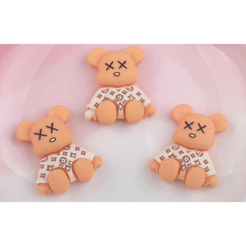 10Pcs Pink Kawaii Bear Shaped Nail Art Charms 3D Resin Cute Color Bear Nails Decoration Luxury Designs DIY Manicure Decoration