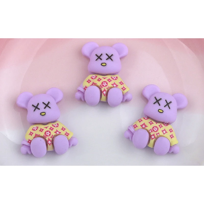 10Pcs Pink Kawaii Bear Shaped Nail Art Charms 3D Resin Cute Color Bear Nails Decoration Luxury Designs DIY Manicure Decoration