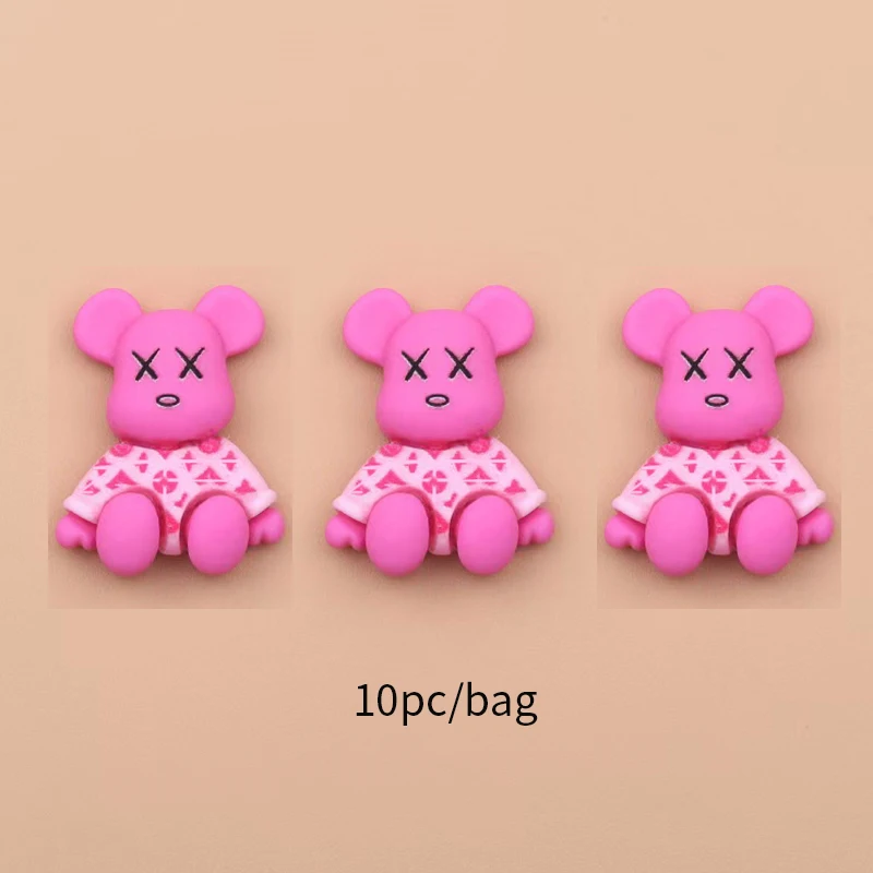 10Pcs Pink Kawaii Bear Shaped Nail Art Charms 3D Resin Cute Color Bear Nails Decoration Luxury Designs DIY Manicure Decoration