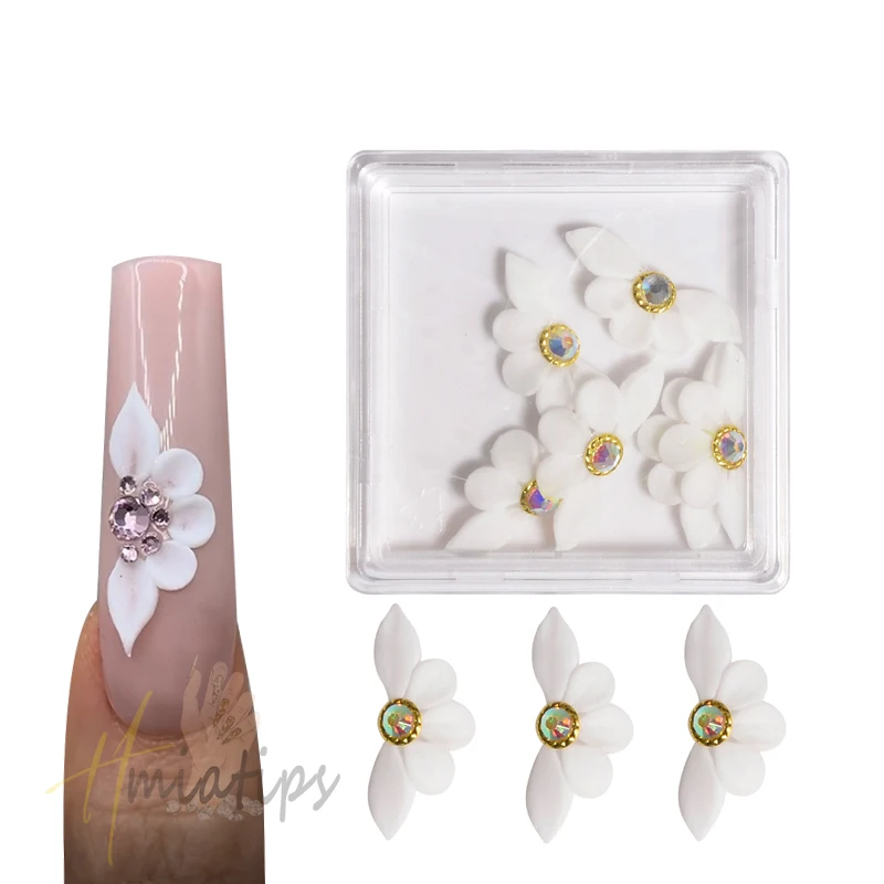 3D Acrylic Flowers Nail pearl Jewelry Handmade Summer Flowers Kawaii Nail Art Charms Manicure DIY Decoration