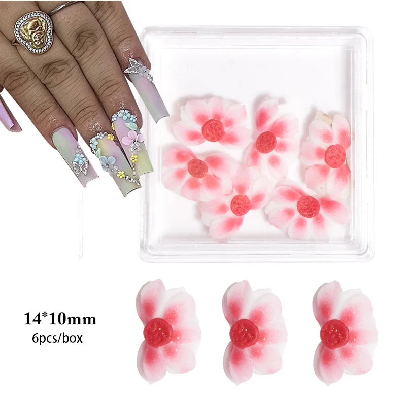 3D Acrylic Flowers Nail pearl Jewelry Handmade Summer Flowers Kawaii Nail Art Charms Manicure DIY Decoration