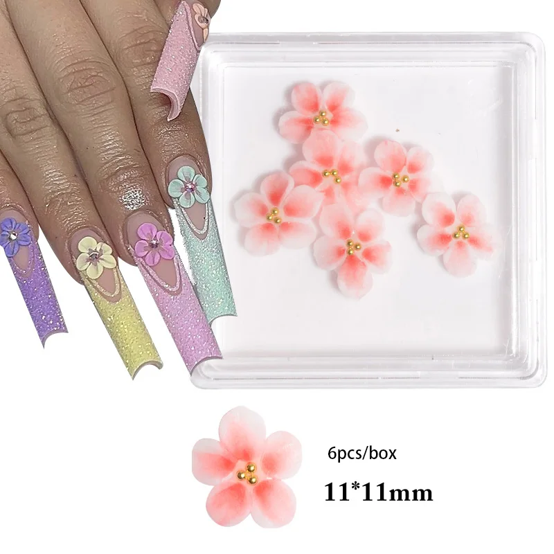 3D Acrylic Flowers Nail pearl Jewelry Handmade Summer Flowers Kawaii Nail Art Charms Manicure DIY Decoration