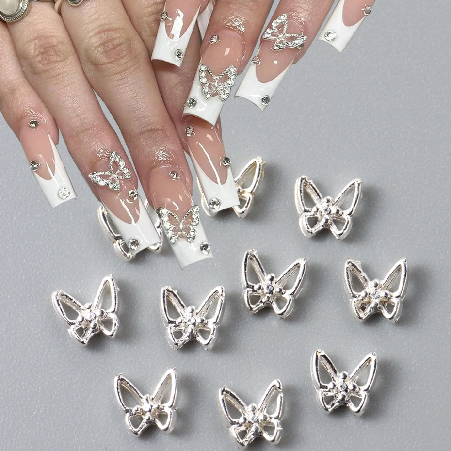 1 Box Kawaii Mini Bow 3D Cute Nail Art Decorations Pink White Butterfly Nails Charms Designs DIY Bowknot Resin Nail Accessories