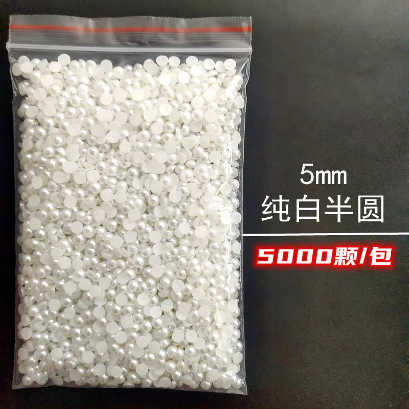 Wholesale 1 Pack 3000-10000PCS 1.5MM-6MM White Beige Flatback Semi Ball Pearls Nail Art Rhinestones Jewelry Manicure Charms