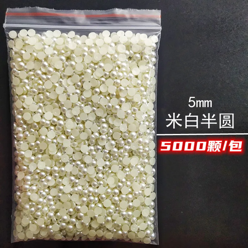 Wholesale 1 Pack 3000-10000PCS 1.5MM-6MM White Beige Flatback Semi Ball Pearls Nail Art Rhinestones Jewelry Manicure Charms