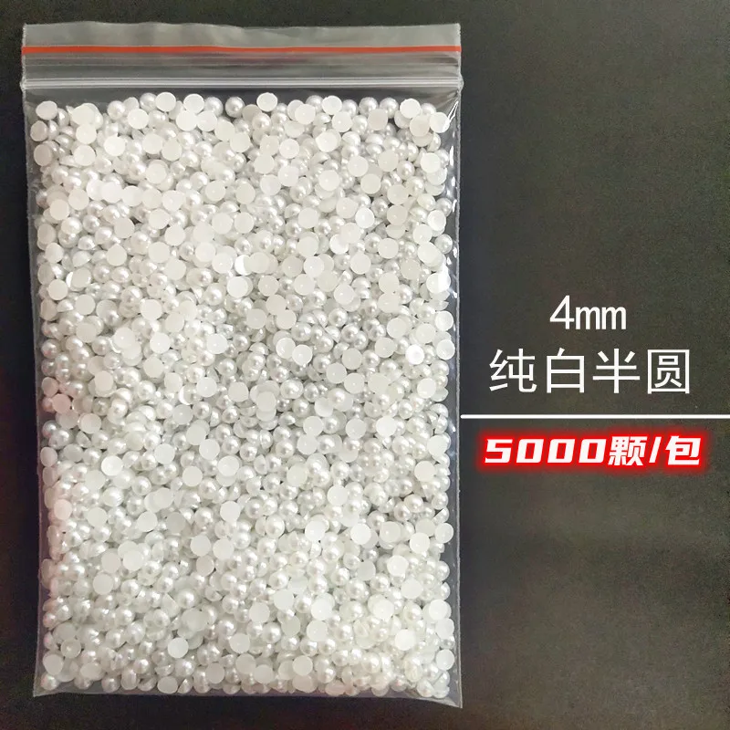 Wholesale 1 Pack 3000-10000PCS 1.5MM-6MM White Beige Flatback Semi Ball Pearls Nail Art Rhinestones Jewelry Manicure Charms