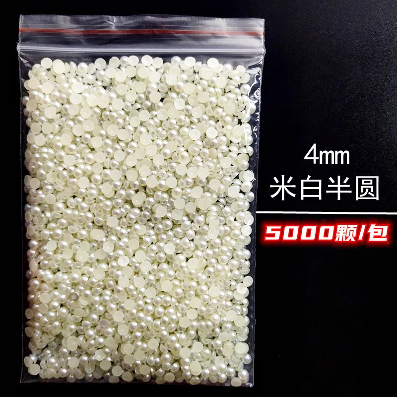 Wholesale 1 Pack 3000-10000PCS 1.5MM-6MM White Beige Flatback Semi Ball Pearls Nail Art Rhinestones Jewelry Manicure Charms