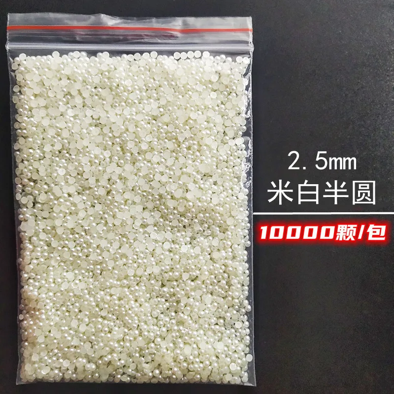 Wholesale 1 Pack 3000-10000PCS 1.5MM-6MM White Beige Flatback Semi Ball Pearls Nail Art Rhinestones Jewelry Manicure Charms