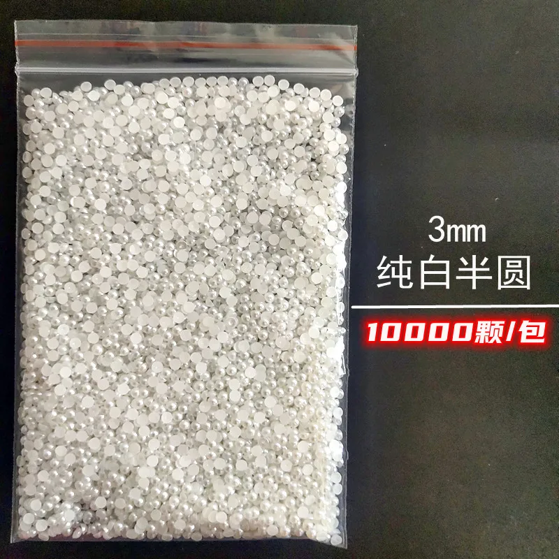 Wholesale 1 Pack 3000-10000PCS 1.5MM-6MM White Beige Flatback Semi Ball Pearls Nail Art Rhinestones Jewelry Manicure Charms