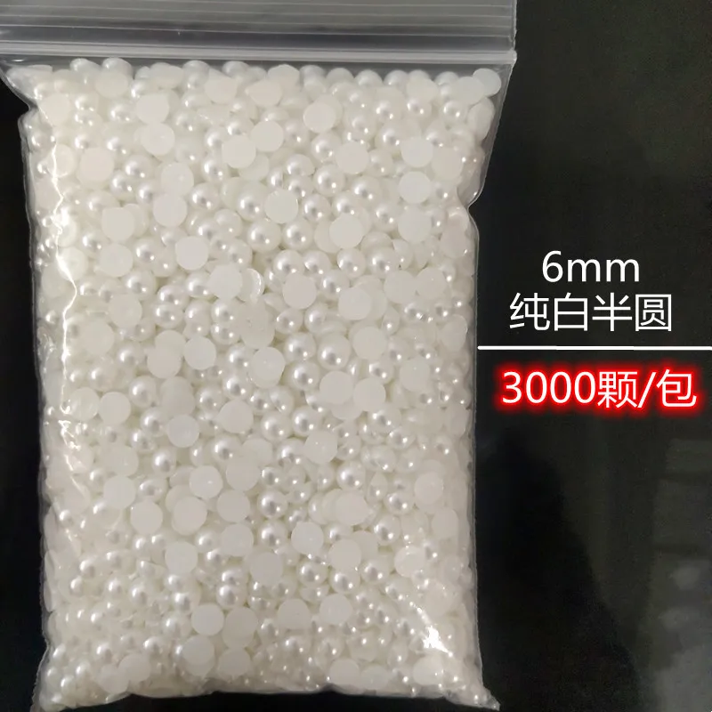 Wholesale 1 Pack 3000-10000PCS 1.5MM-6MM White Beige Flatback Semi Ball Pearls Nail Art Rhinestones Jewelry Manicure Charms