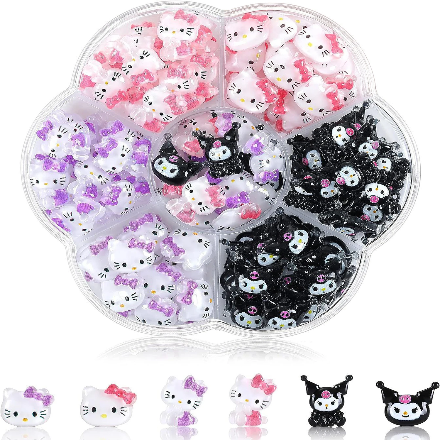 70PCS/50PCS Sanrio Hello Kitty Kawaii Cartoon Kuromi Nail Art Charms Kit 3D Nail Rhinestone Gems for Manicure Nails Art Deco Y2K