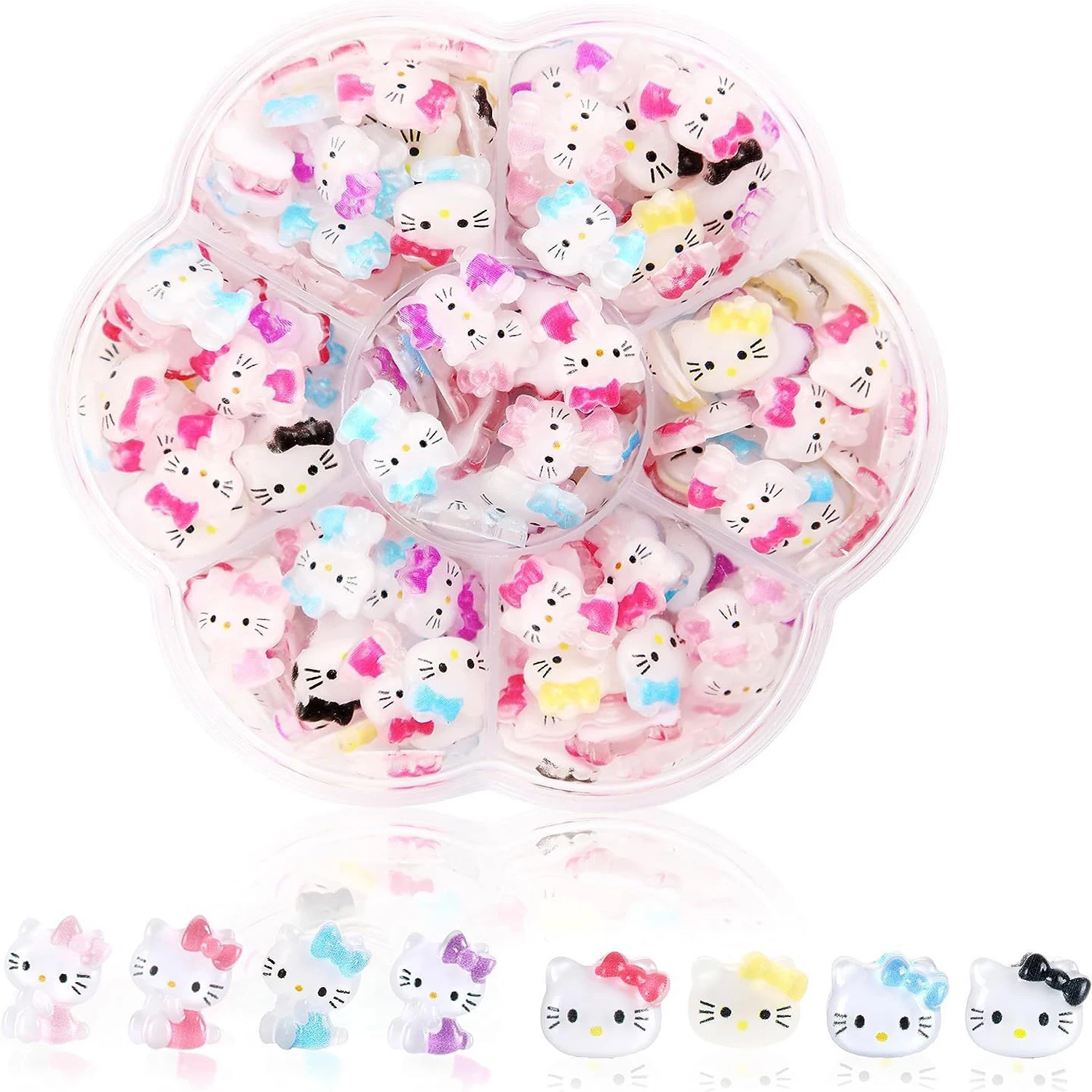 70PCS/50PCS Sanrio Hello Kitty Kawaii Cartoon Kuromi Nail Art Charms Kit 3D Nail Rhinestone Gems for Manicure Nails Art Deco Y2K