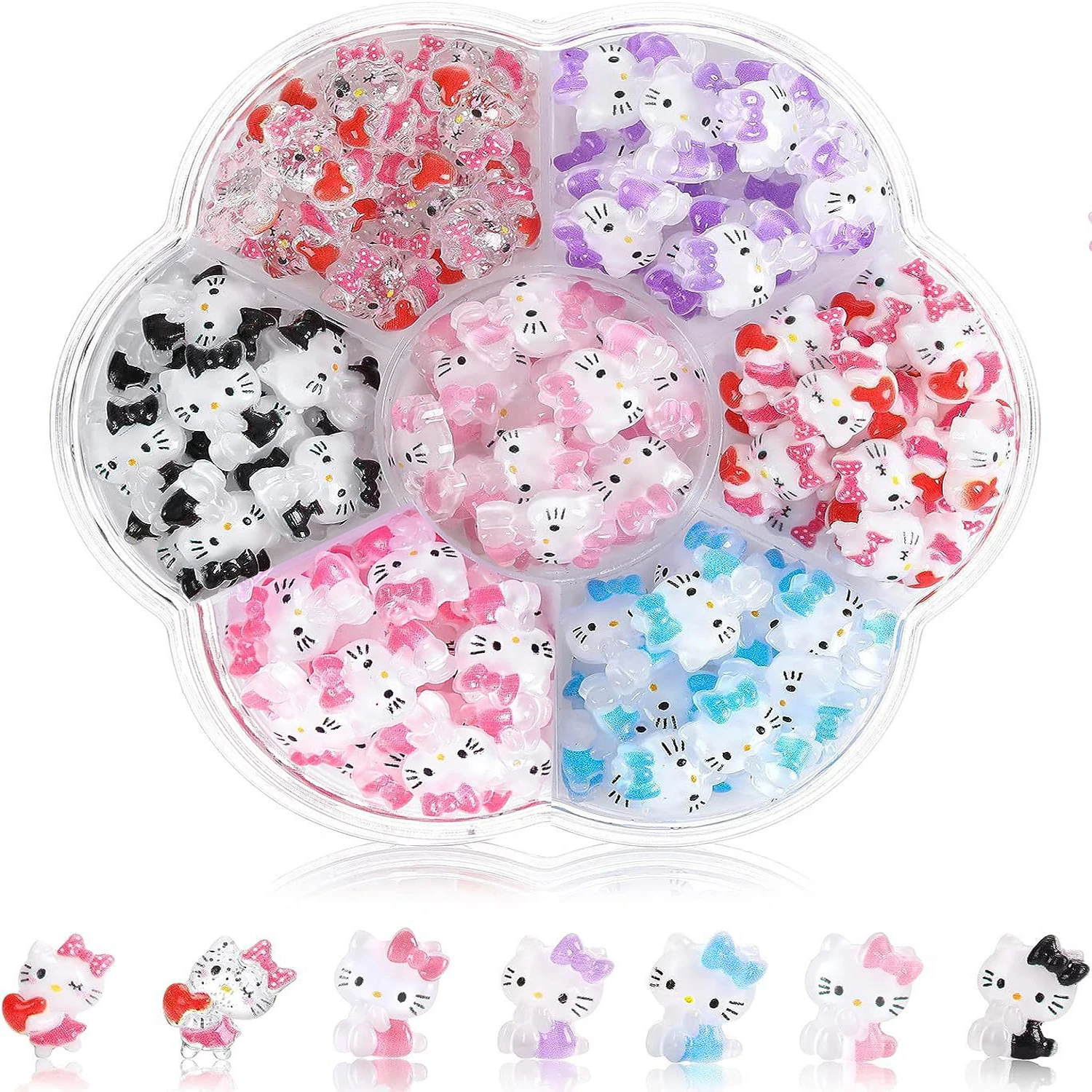 70PCS/50PCS Sanrio Hello Kitty Kawaii Cartoon Kuromi Nail Art Charms Kit 3D Nail Rhinestone Gems for Manicure Nails Art Deco Y2K