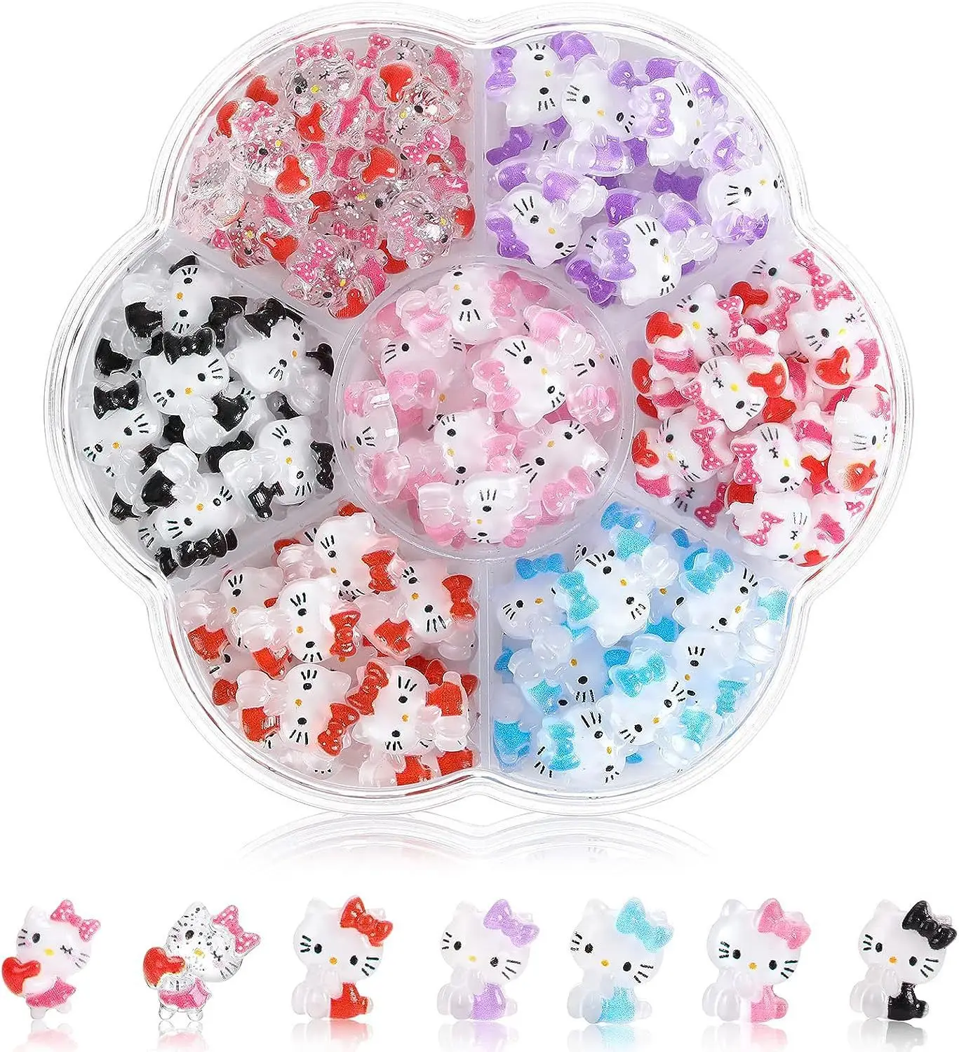 70PCs Kawaii Nail Art Charms canvas MINISO Sanrioed Hello Kitty Kuromi Nail Rhinestone Gems For Manicure DIY Crafts