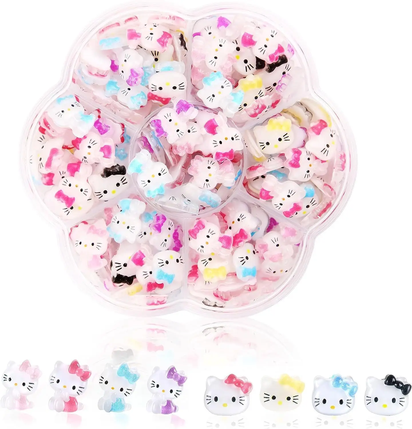 70PCs Kawaii Nail Art Charms canvas MINISO Sanrioed Hello Kitty Kuromi Nail Rhinestone Gems For Manicure DIY Crafts