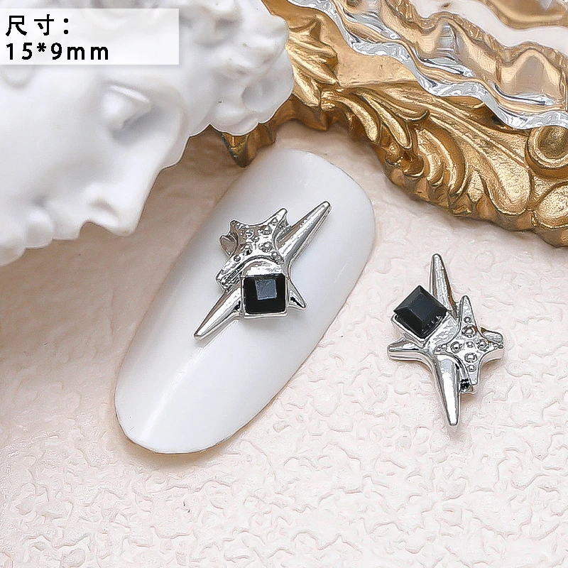 10PCS Luxury Alloy Moon Star Asterism Nail Art Charms Starlight Jewelry Parts Accessories For Manicure Nails Decoration Supplies