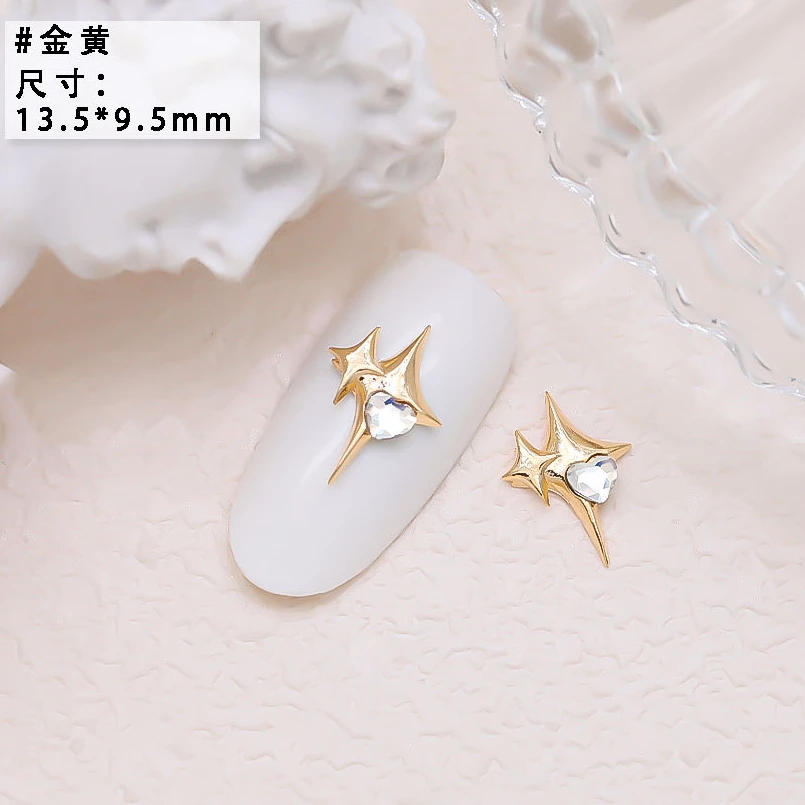 10PCS Luxury Alloy Moon Star Asterism Nail Art Charms Starlight Jewelry Parts Accessories For Manicure Nails Decoration Supplies