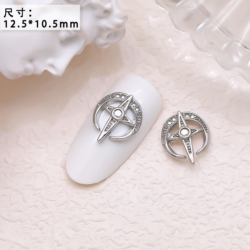 10PCS Luxury Alloy Moon Star Asterism Nail Art Charms Starlight Jewelry Parts Accessories For Manicure Nails Decoration Supplies