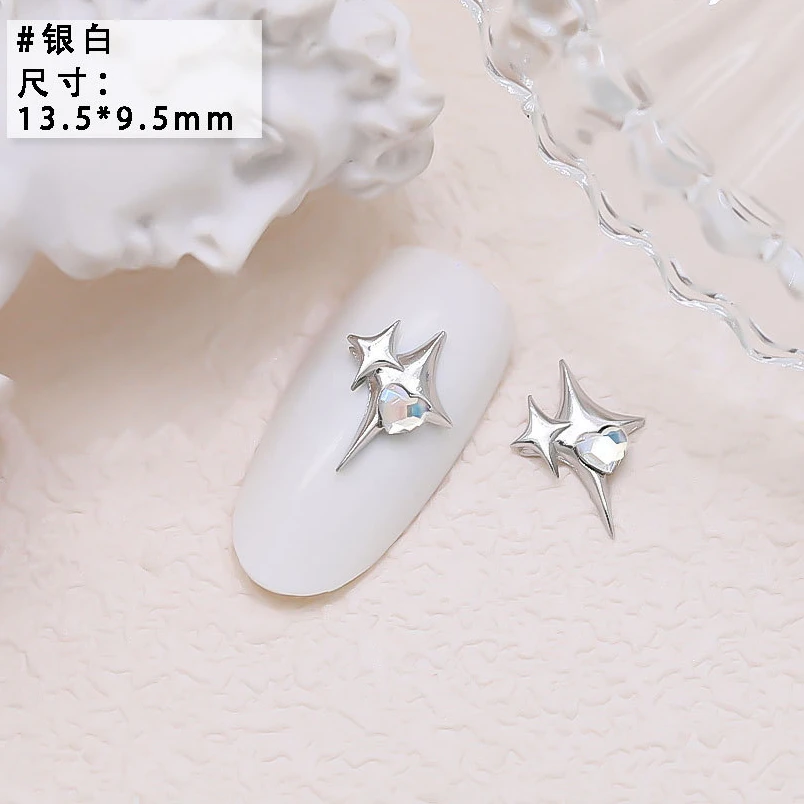 10PCS Luxury Alloy Moon Star Asterism Nail Art Charms Starlight Jewelry Parts Accessories For Manicure Nails Decoration Supplies