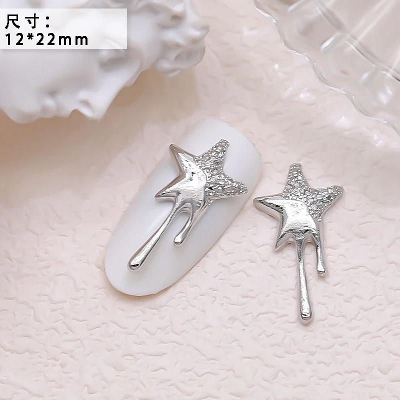 10PCS Luxury Alloy Moon Star Asterism Nail Art Charms Starlight Jewelry Parts Accessories For Manicure Nails Decoration Supplies