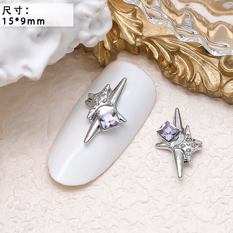 10PCS Luxury Alloy Moon Star Asterism Nail Art Charms Starlight Jewelry Parts Accessories For Manicure Nails Decoration Supplies