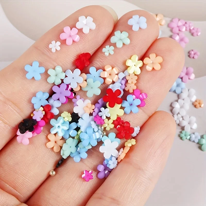 12 Colors 3D Flower Nail Charms with Silver/Gold Caviar Beads Nail Art Accessories for Women and Girls DIY Design