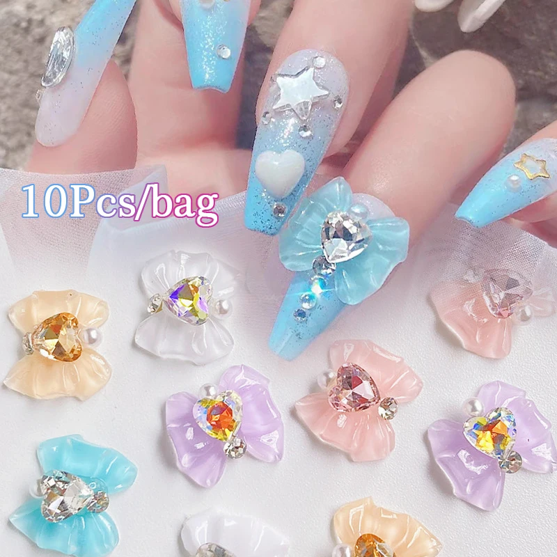 Acrylic Butterfly Crystal Glass Shiny Nail Parts Alloy Rhinestone Nail Charms For Nail Art Decoration Accessories Design