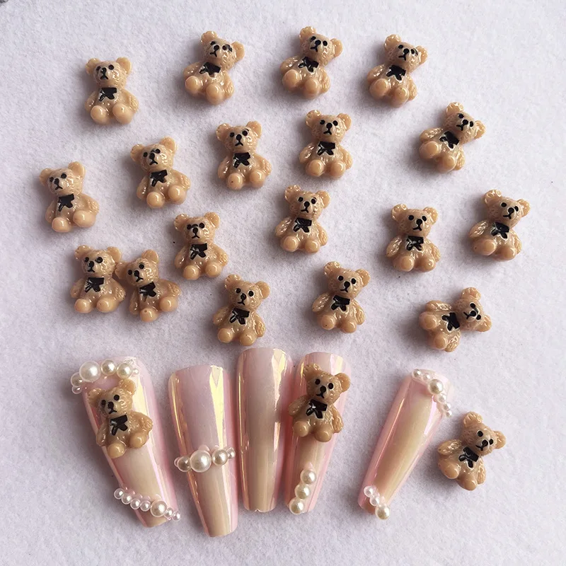 10Pcs Nail Art Bear Shaped Nail Charms Cute Nail Art Decorations Jewelry Rhinestone Accessories Manicure Diy Nails Art Tools