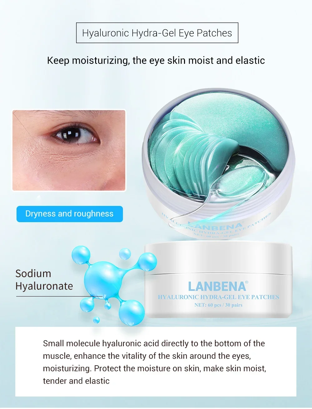 LANBENA Eye Mask Collagen Eye Patch Skin Care Anti Aging Moisturizing Hyaluronic Acid Gel Retinol Remove Dark Circles Eye Bag