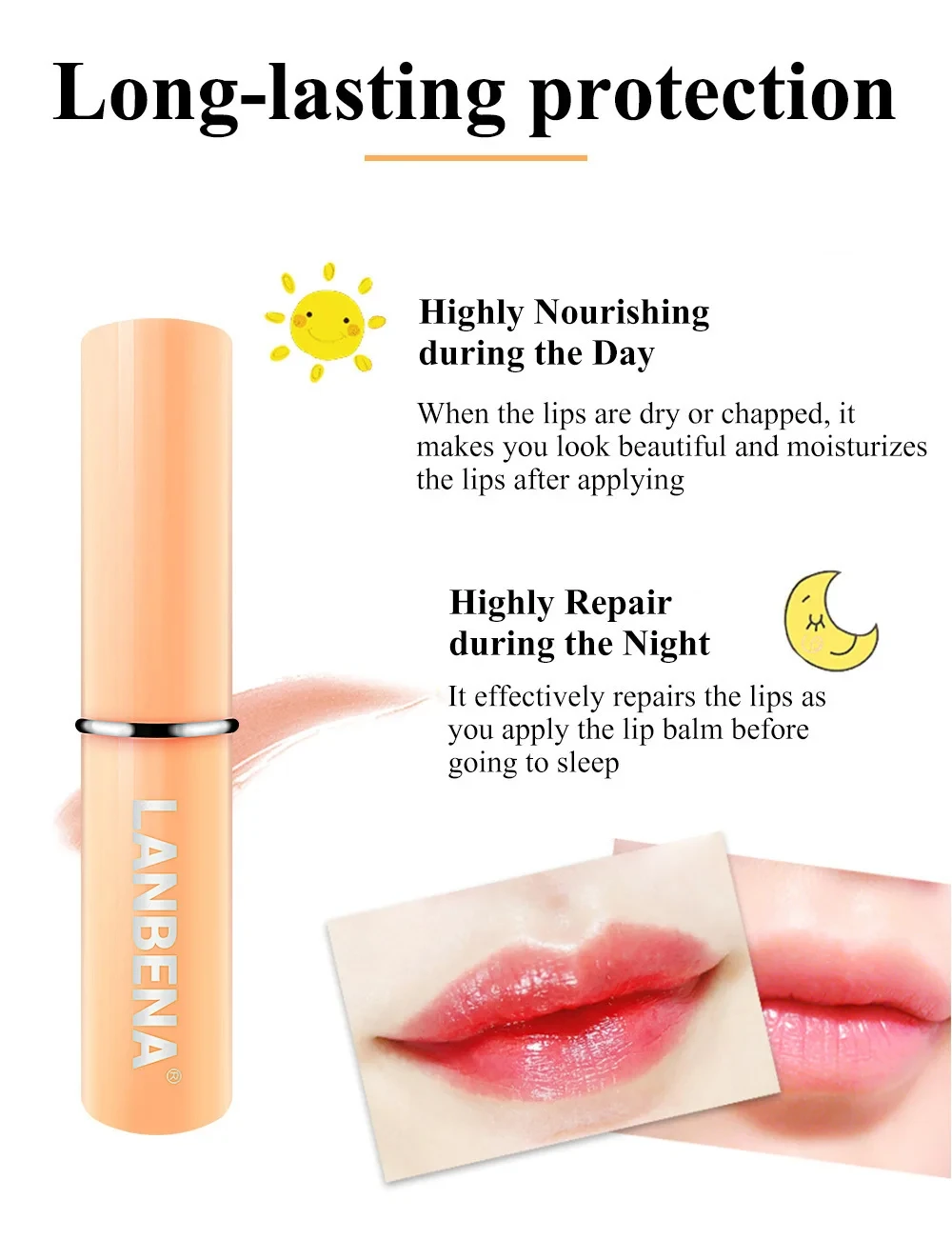 LANBENA Chameleon Lip Balm Long-lasting Moisturizing Sexy Lip Gloss Nourishing Smoothing Lip Lines Plumper Care Daily Makeup