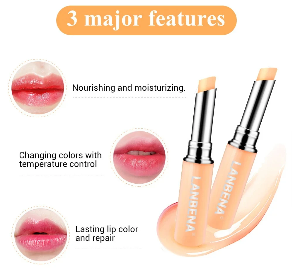 LANBENA Chameleon Lip Balm Long-lasting Moisturizing Sexy Lip Gloss Nourishing Smoothing Lip Lines Plumper Care Daily Makeup