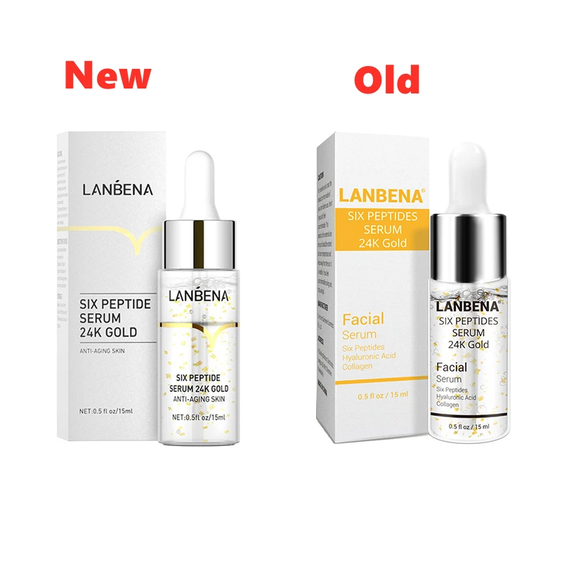 LANBENA Anti-Aging Serum 24K Gold Six Peptides Facial Essence Firming Skin Wrinkle RepairWhitening MoisturizingFaceSik Care10PCS