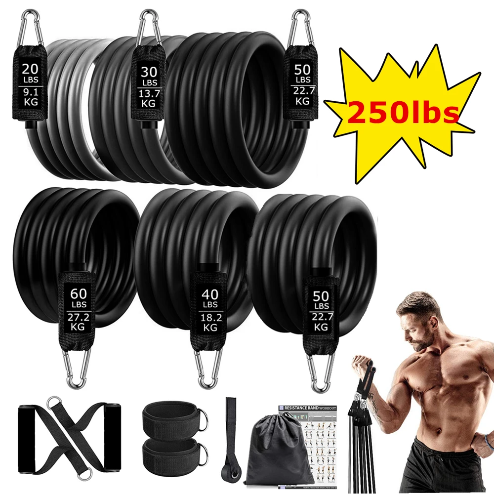 300lb Fitness Booty Resistance Elastic Band Workout for Training Home Exercise Sport Gym Dumbbell Harness Set Expander Equipment